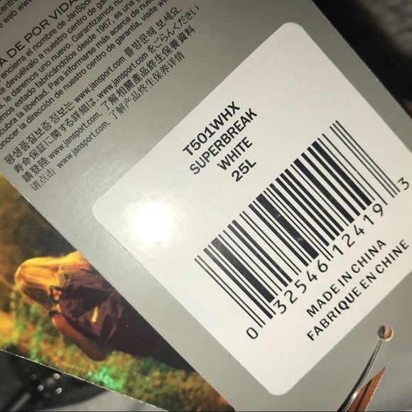 WHITE JANSPORT BACKPACK BRAND NEW - Picture 4 of 4